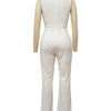 Znaiml Office Lady Jumpsuit High Waist Elegant Black One Pieces Chain Short Sleeve Straight Wide Leg Romper Birthday Overalls