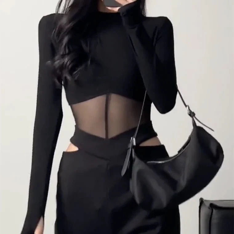 Summer Women T Shirt Girls T-Shirt Woman Clothes Long Sleeve Tops Spring Black Slim Tshirt Female Crop Top Tee Sexy Skinny Y2k