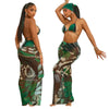 Cover Up Skirt Swimsuit Women Strapless Tank Crop Tops And Patchwork Skirt Fashion Pleated Beach Swimwear Bikini 2024 Summer