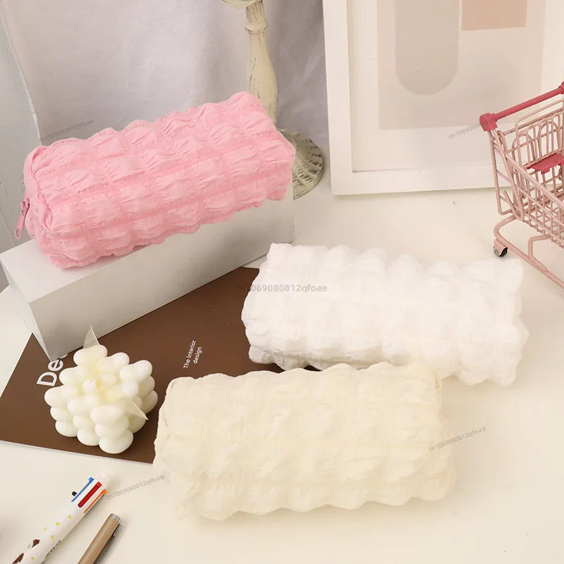 Cute Puffs Pencil Case Bag For Girls Boys Kawaii Stationery Bag Pen Pouch Box Large Capacity Student Back To School Supplies