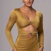 Mozision hollow out long sleeve sexy maxi dress for women fashion solid V neck back split bodycon club long dress elegant