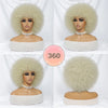 Short Afro Wigs for Black Women Blonde 10" Afro Curly Wig With Bangs 70s Bouncy Natural Synthetic Female Wigs for Party Cosplay