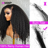 250 Density 13x6 HD Lace Frontal Wig Kinky Curly Glueless Preplucked Human Wigs Ready To Go Brazilian Wigs 100 % Remy Human Hair