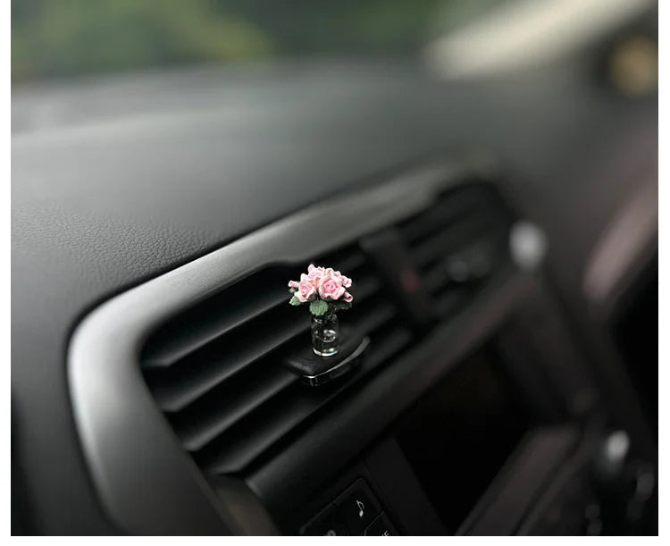 Dainty roses car center console window ornament mini cure car accessories ladies car personality beautiful interior ornaments