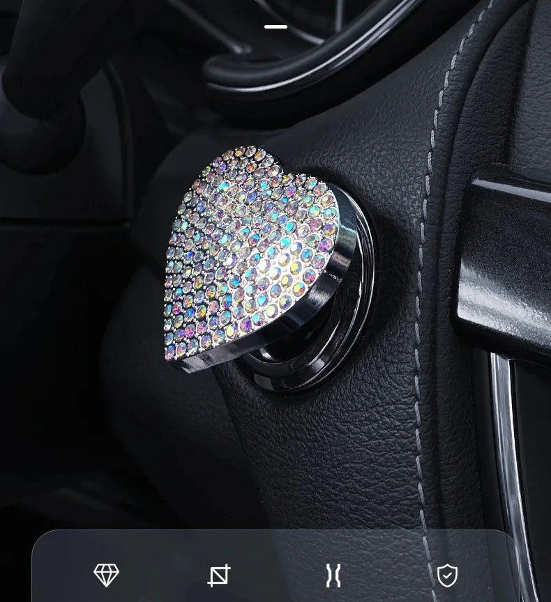 Crystal Engine Ignition Onekey Start Stop Push Button Switch Protective Cover Bling Girls Auto Accessories Car Interior Decor