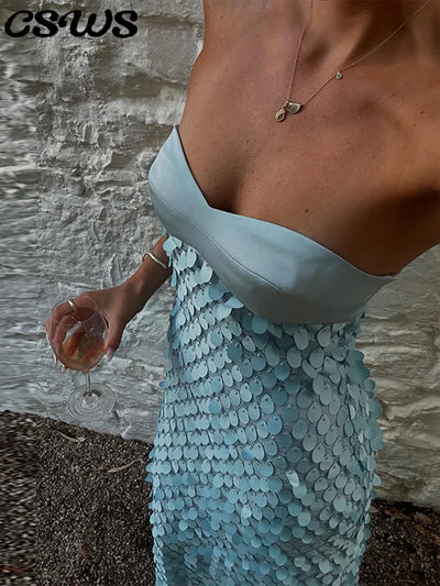 Sexy Stain Long Dress Women Patchwork Solid Tube Top Sleeveless Party Dresses 2025 Summer Lady Slim Vacation Backless Robes