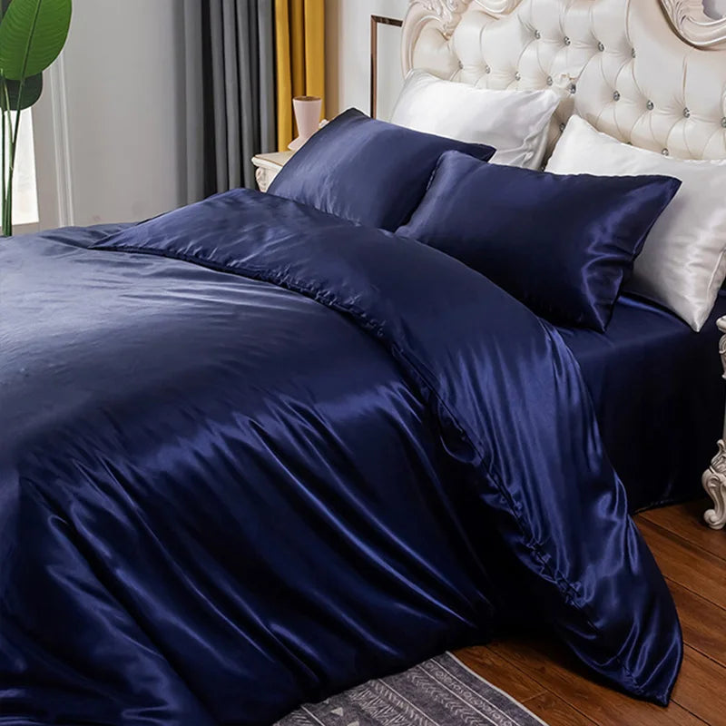 Bedding Duvet Cover Set Soft Silky Textured Comforter Cover with Corner Ties and Zipper Closure, Envelop Pillowcase