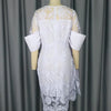 White Lace Dresses for Women Vintage Crew Neck Embroidery Tunic Package Hip Retro Elegant Midi Dress Holiday Party Wedding Gowns