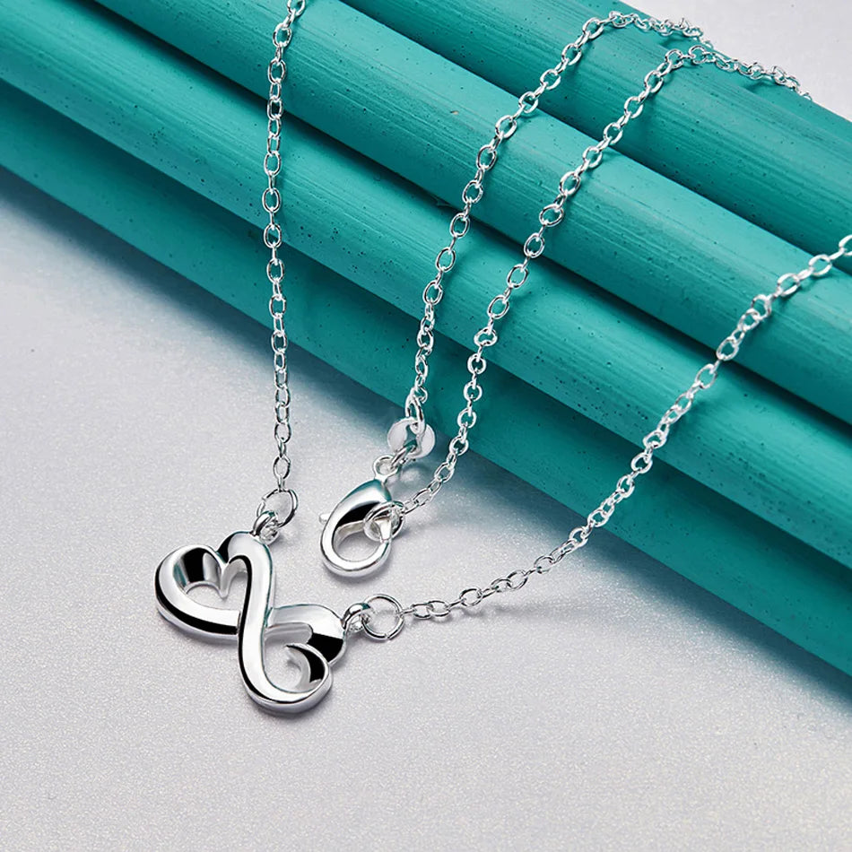 925 sterling silver lady women Valentine's Day gift creative ring necklace stud earrings fashion jewelry set wedding party nice