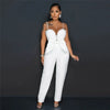 Spaghetti Strap Deep V Neck Sexy Women Straight Jumpsuits Rompers 2023 Rhinestone Big Bowknot Party Jumpsuit Birthday Outfits