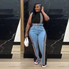 2 Pieces Women's Sets 2025 Spring Summer Denim Sleeveless Suit Tops And Wide Leg Pants Suits Two Piece Set Tracksuit Outfit