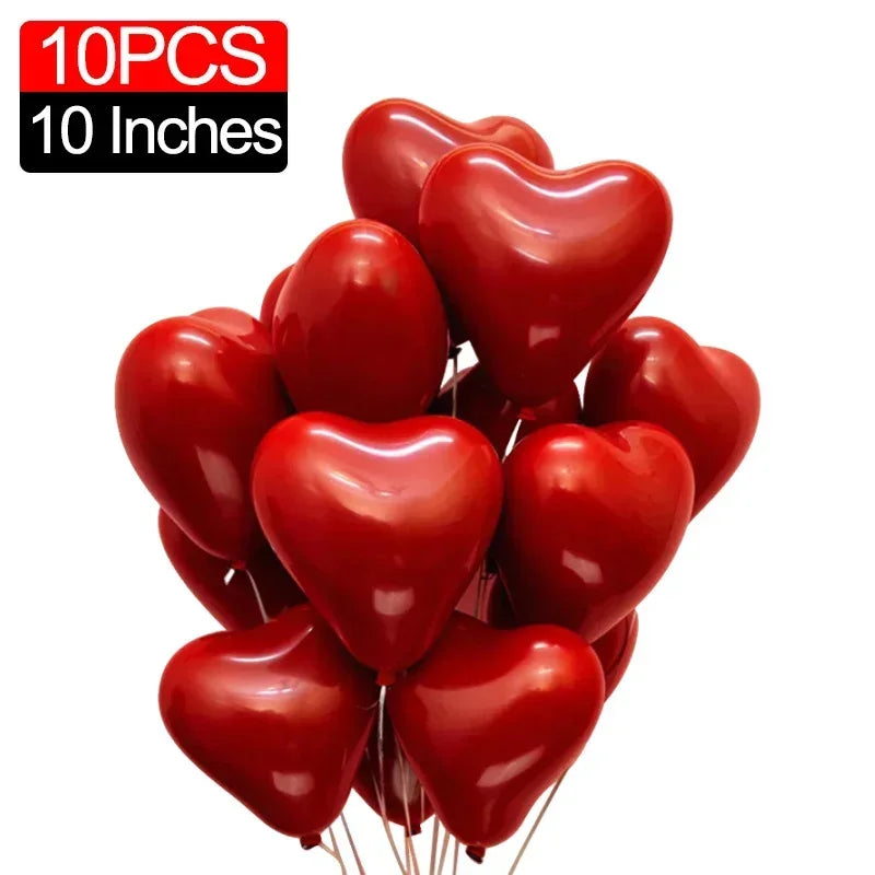Red Heart Latex Balloon Inflatable Love Shaped Balloons Romantic Valentine's Day Birthday Wedding Party Decor Supplies Wholesale