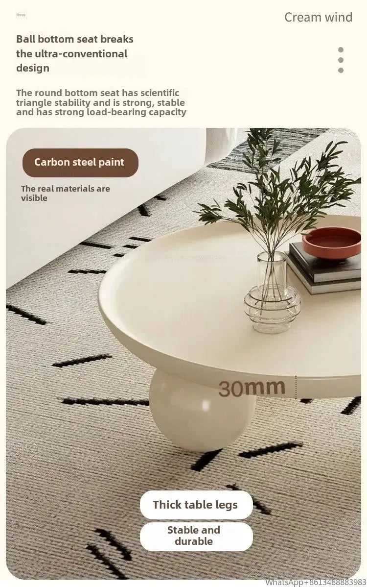 Nordic Combination Bedroom Coffee Table Simple Light Luxury Household Cream New Round Living Room Modern Small Apartment