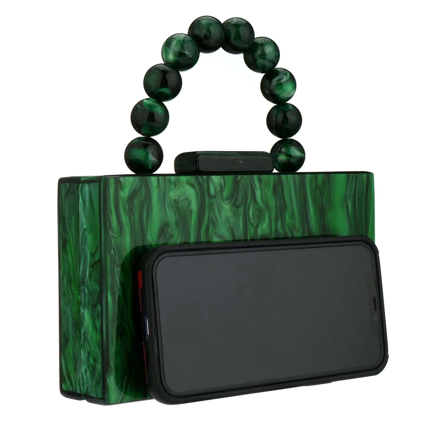 Luxury Crossbody Bag Pearl Marble Dark Green Acrylic PVC Evening Bags Women Purses And Handbags Wedding Party Beach Flap
