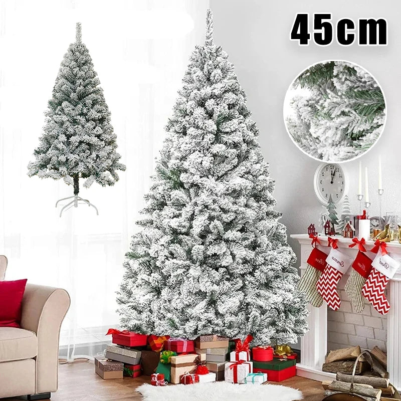Snowy Flocked Christmas Tree PVC Realistic Frosted Pine with Artificial Snow Perfect for Store Window Displays Holiday Decor