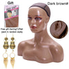Female Mannequin Head With Shoulder Manikin Head Bust Wig Head Stand With Makeup For Wigs Display Necklace Free Earrings,Wig Cap