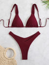 Bikini Women Swimsuit 2025 New Solid Print Sling Bikinis Set Sexy Thong Swimwear Summer Two Piece Beachwear Bathing Suit Female