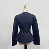 TWOTWINSTYLE Colorblock Striped Slimming Blazers For Women V Neck Long Sleeve Tunic Temperament Coats Female Fashion Clothes New