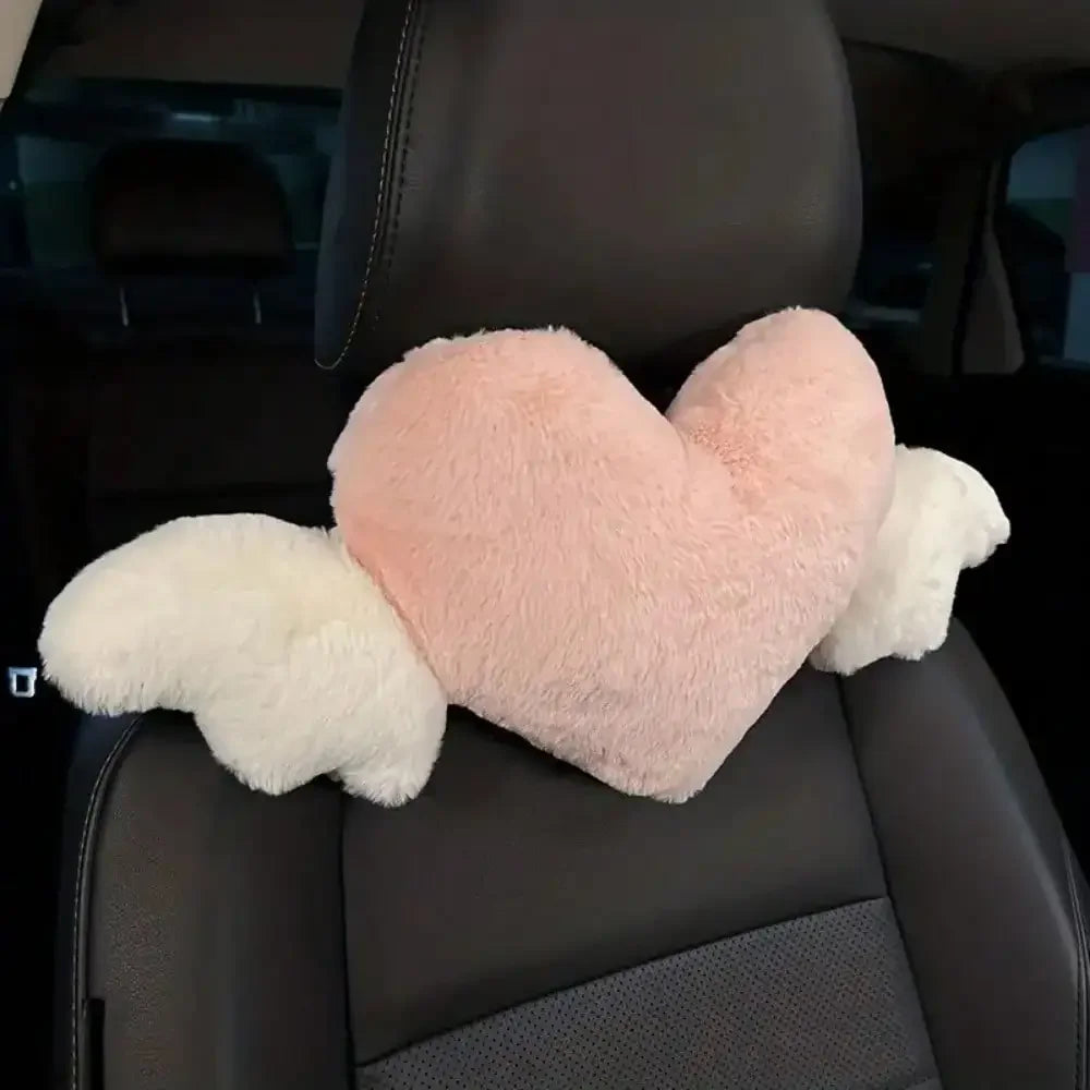 Love Wings Car Headrest Plush Love Neck Pillow Heart-Shaped Plush Style for Your Car Seat Car Accessories