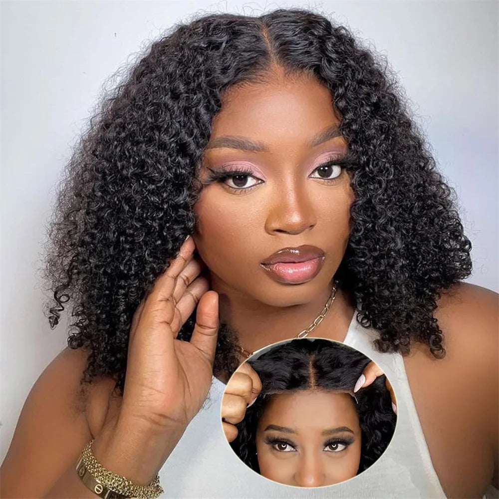 BOB Wear Go Glueless Preplucked Human Wigs Ready To Go Pre-Cut 4x4 Hd Lace Closure Kinky Culry Frontal Wig For Black Women