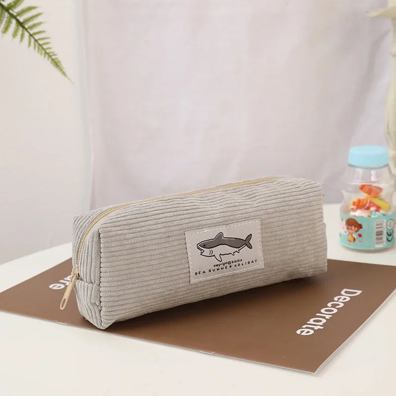 Cute Shark Pencil Case Embroidery Pen Bag Back to School Supplies Stationery Items for Girls Kids Desk Cute Accessories Gift