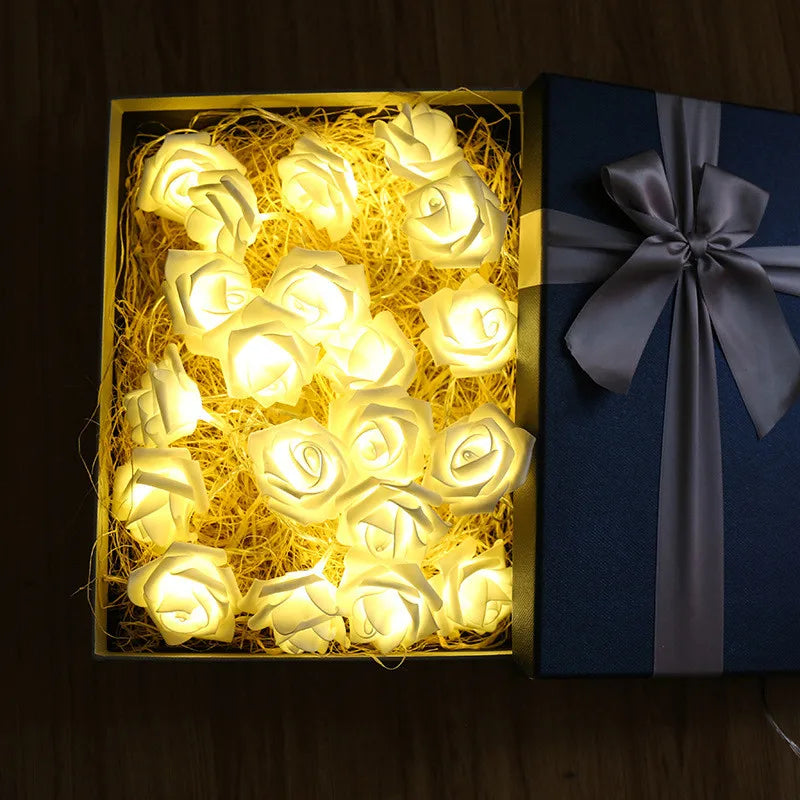 Rose LED Flower String Lights Garland Fairy Lights Romantic Lamp 3M 20LEDs For Wedding Valentines Day Christmas Party Decoration