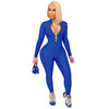 Women's Bodycon One-piece Jumpsuit Long Sleeved Big Zipper Female Casual Sport Workout Skinny Activity Wear Overalls Tops