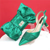 Latest Women Italian Shoes and Matching Bags Decorated with Rhinestone Elegant Pointed Toe Wedding Shoes Bride