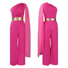 Elegant Jumpsuits & Rompers for Woman One Shoulder Flying Sleeve High Waisted Luxury Birthday Party Dinner Outfits Overalls 2024
