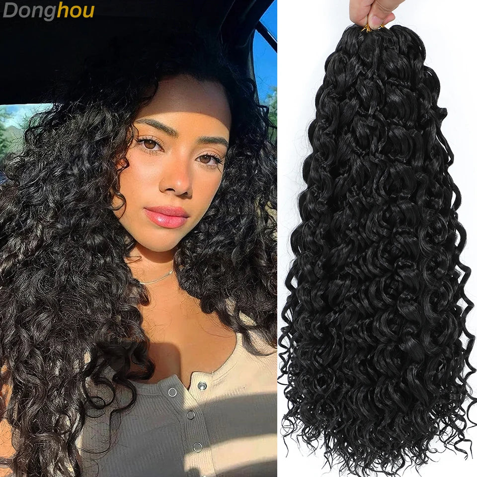 Beach Curl Crochet Hair Gogo Curl Crochet Hair 18 Inch Ombre Brown Blonde Bug Ginger T30 Synthetic Deep Wave Twist Crochet Braid