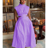 Summer Dresses 2024 Mock Neck Sleeveless Cutout White Maxi Dresses A-Line Elegant Pockets Casual Party Hollow Out Long Dress