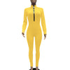 Women's Bodycon One-piece Jumpsuit Long Sleeved Big Zipper Female Casual Sport Workout Skinny Activity Wear Overalls Tops