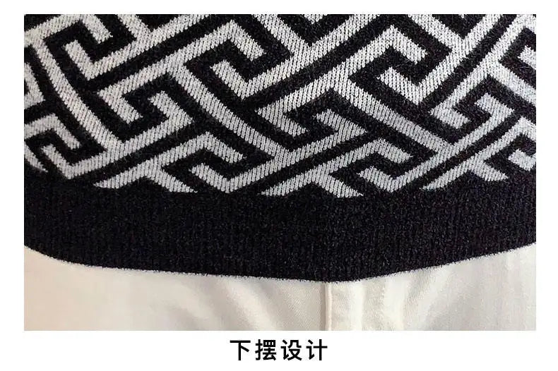 Autumn Winter Velvet Knitted Sweater Men's Long Sleeve Round Necked Sweater Slim Fit Casual Business Knitwear Tops Men Clothing
