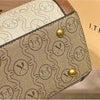 Khaki Retro Leather Women's Handbag Fashion Geometric Floral Girls Shoulder Bag Hundred Splicing Color Collision Girls Crossbody