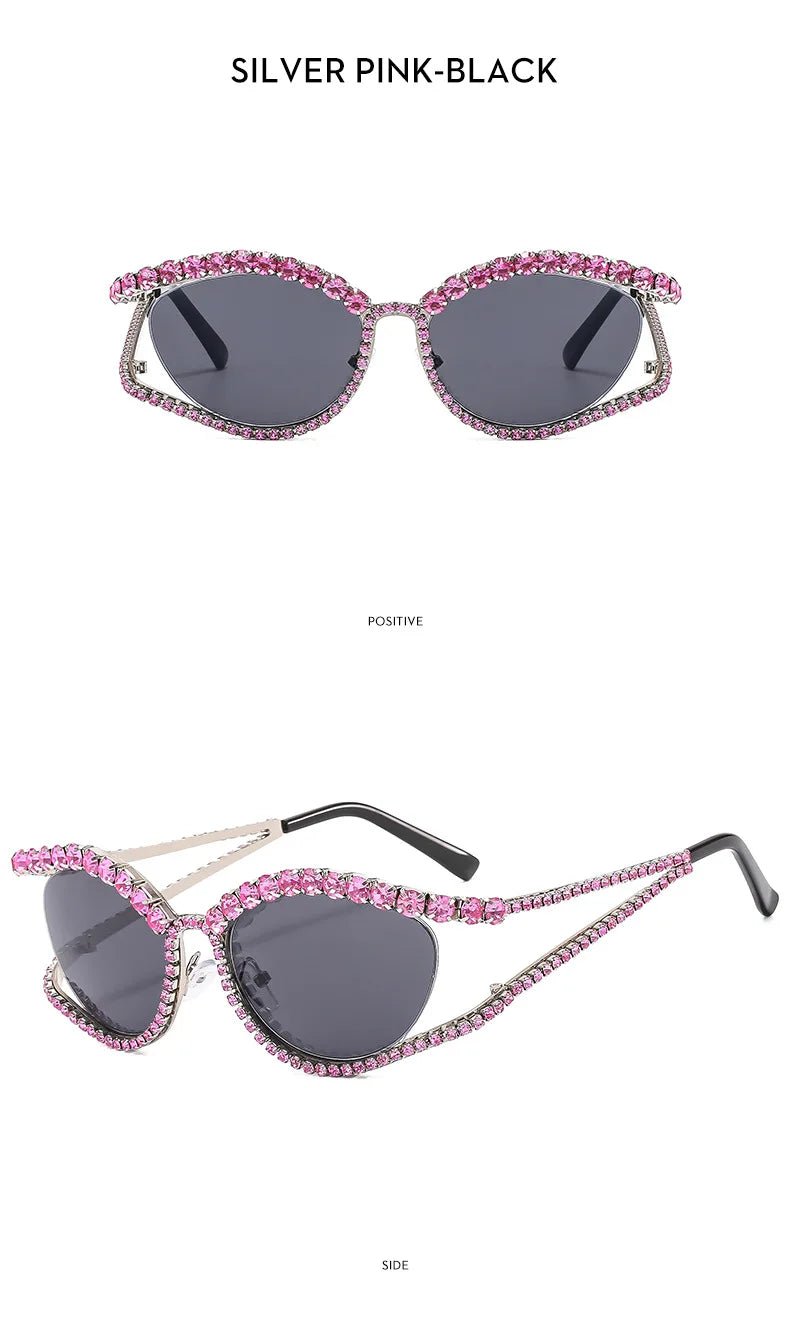 XJiea 2024 Designer Rhinestone Sunglasses For Women Luxury Brand Fashion Steampunk Men Eyeglasses Party Beach Shades Accessory