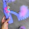 Woman Furry Sandals High Heels with Fur Female Platform Pumps Women Ankle Strap Women's Wedge Shoes 2022 Summer