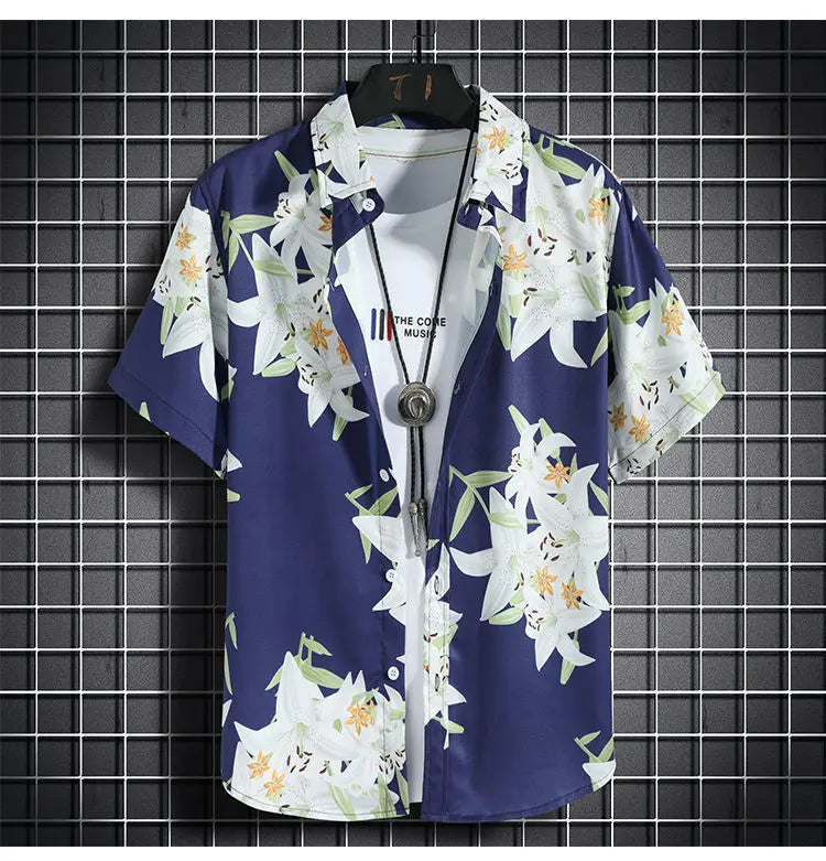 Beach Clothes For Men 2 Piece Set Quick Dry Hawaiian Shirt and Shorts Set Men Fashion Clothing Printing Casual Outfits Summer