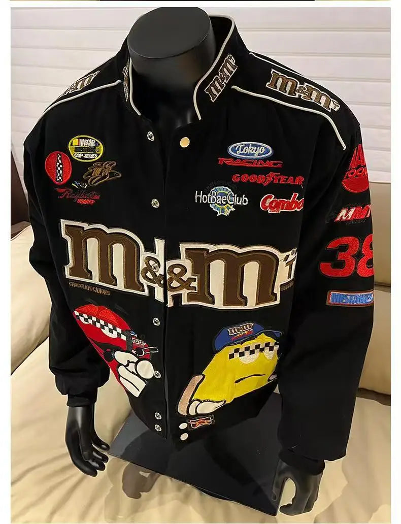 American Cartoon Embroidery Men Baseball Jacket Unisex Spring Autumn vintage Fashion Crand Loose Jacket motorcycle Printing Coat