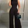 Elegant Women Wide Leg Long Juumpsuit 2024 Spring Summer Fashion Printed Sleeveless Casual Holiday Bodysuits Jumpsuits Trousers