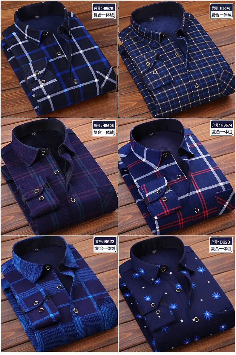 High Quality Men's Clothing 2024 Men Long Sleeve Thick Warm Shirt Tops Fashion Men Print Handsome Versatile Shirts Formal Shirts