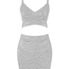 BEAUKEY Quality 2 Piece Set Shinny Metallic Rose Gold Bodycon Top & Skirt  New Mini Short Sexy Party Night Club Set