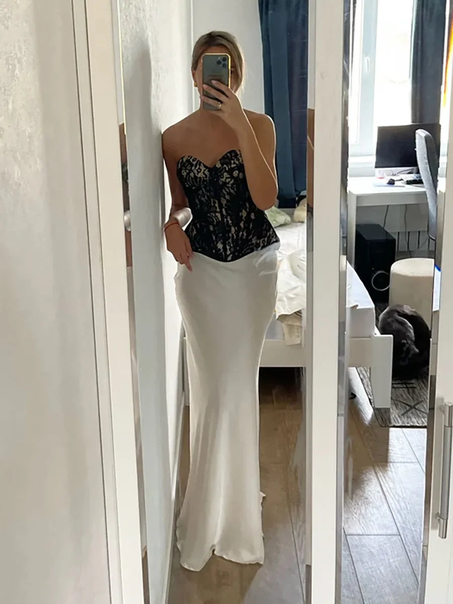 Wolfeel Casual Satin Women'S Skirt Spring Summer Fashion Loose High Waist Maxi Skirts Elegant Simple Slik Fishtail Skirt