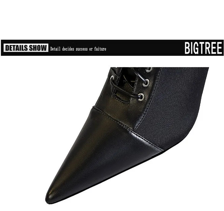 BIGTREE Shoes Cross Straps Sexy Women Boots Pointed Toe Stiletto High-heel Boots 2025 New Women's Ankle Boots Plus Size 42 43
