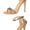 Summer Women Roman High Heels Rivets Studded Sandals Stiletto Gladiator Pumps Open Toe Luxury Shoes Hollow One-word Buckle 267-2