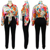 Women Imitation Silk Printed Casual Shirt Top Women Lantern Long Loose Blouse Female Clothes
