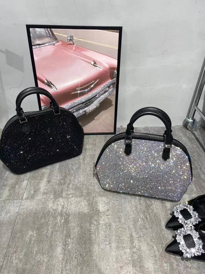 Luxury Crystal Shiny Rhinestone Diamond Bucket Bag Female Bling Evening Bag Lady Purse Women's Handbag Shoulder Messenger Bag