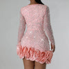 Women's Rhinestone Fashion Sexy Beaded Dress Temperament Commuting Female Clothing New High Waist Women Hip Wrap Party Dresses