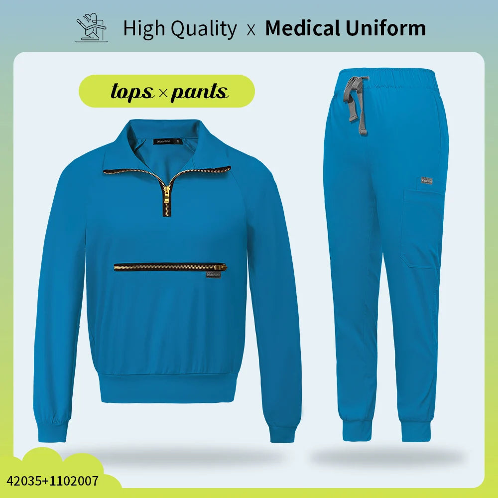 Hospital Medical Uniforms Nurse Suit Women Solid Color Dentistry Operating Room Scrub Set Two-piece Pet Grooming Doctor Workwear