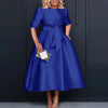 VONDA Elegant Women Satin Short Sleeve Midi Dress 2024 Summer Vestidos Casual Belted Loose Solid Color Long Sundress Oversized