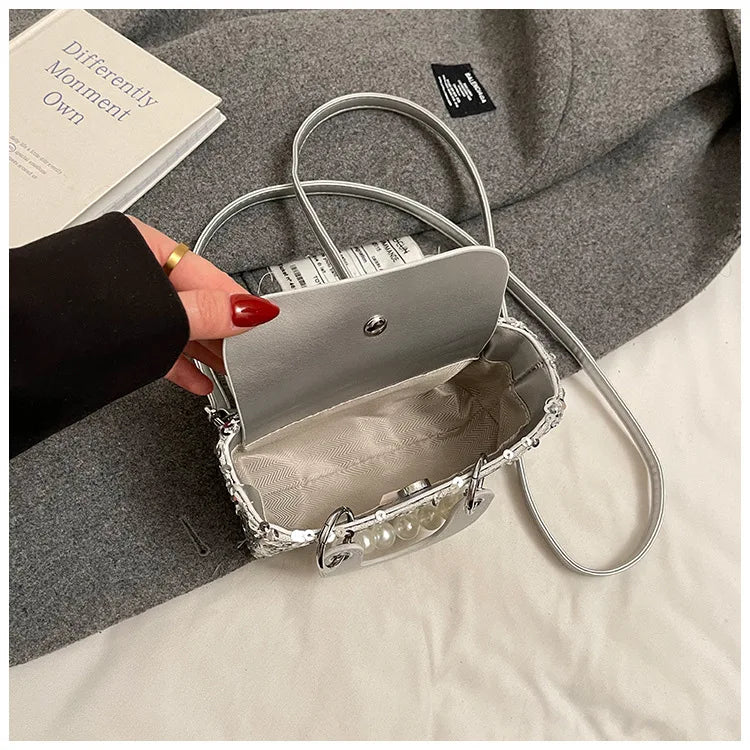 Sparkly Glitter Mini Evening Bag for Women, Designer Crossbody Shoulder Purse, Luxury Party Wedding Clutch, Unique Boutique Gift